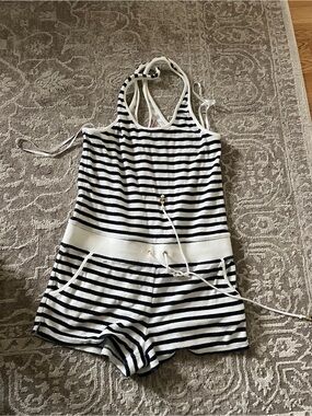 Juicy Couture Striped Navy and White cami Romper